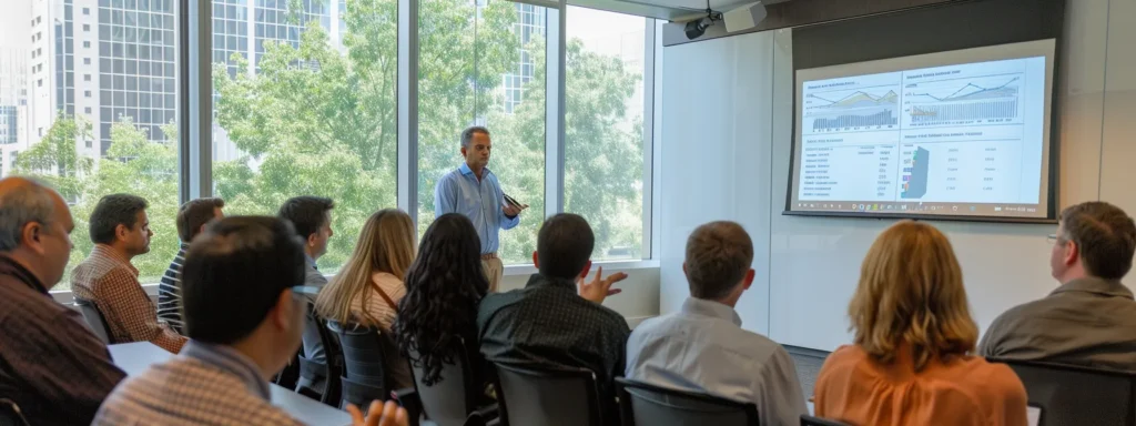 a dynamic boardroom scene captures a diverse group of professionals engaged in an animated discussion about iso 9001 and as9100 certifications, with a focus on charts and graphs illustrating operational excellence and compliance in a sleek, modern environment, bathed in soft, natural light filtering through expansive windows.