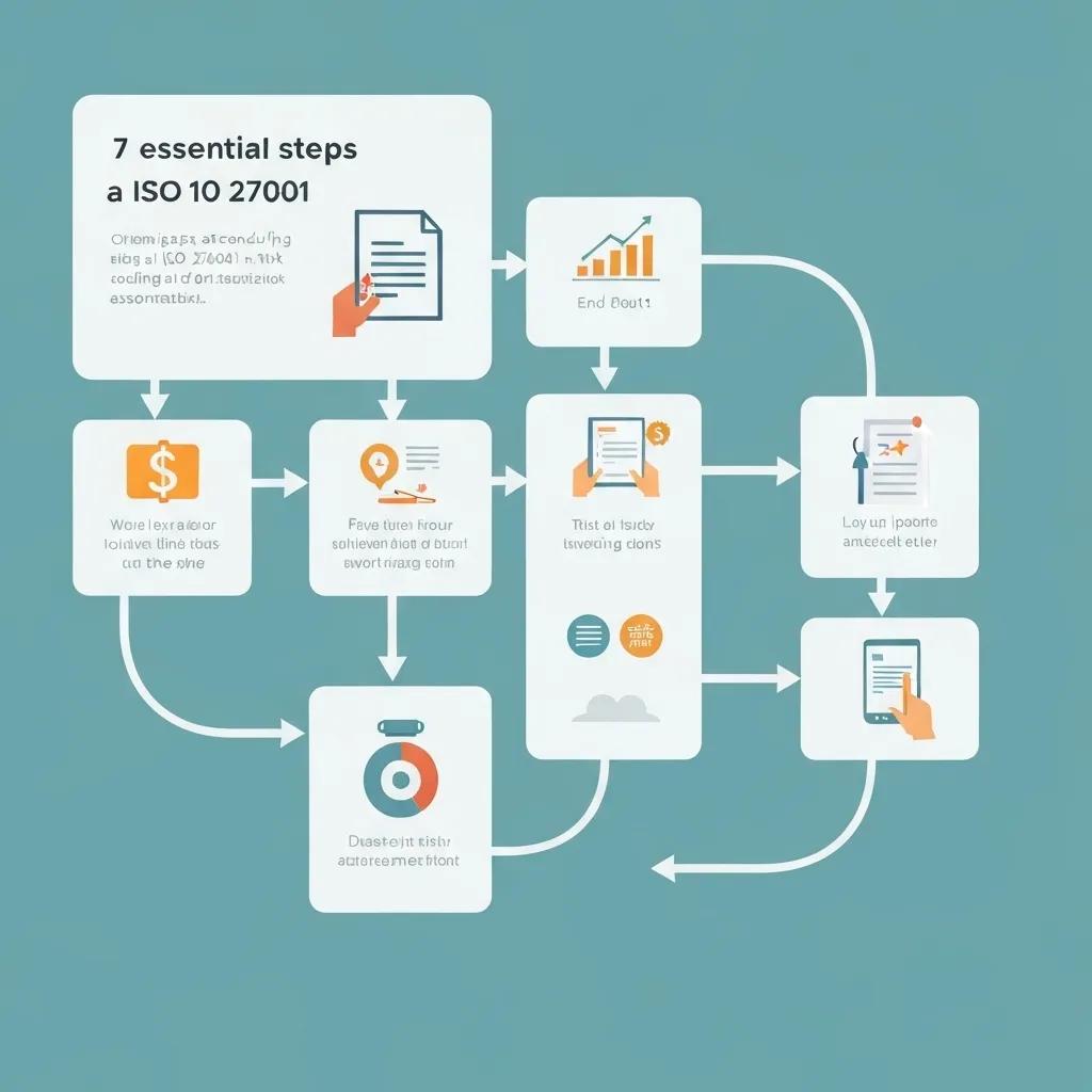 A clear visual representation illustrating the seven essential steps involved in an ISO 27001 risk assessment process.