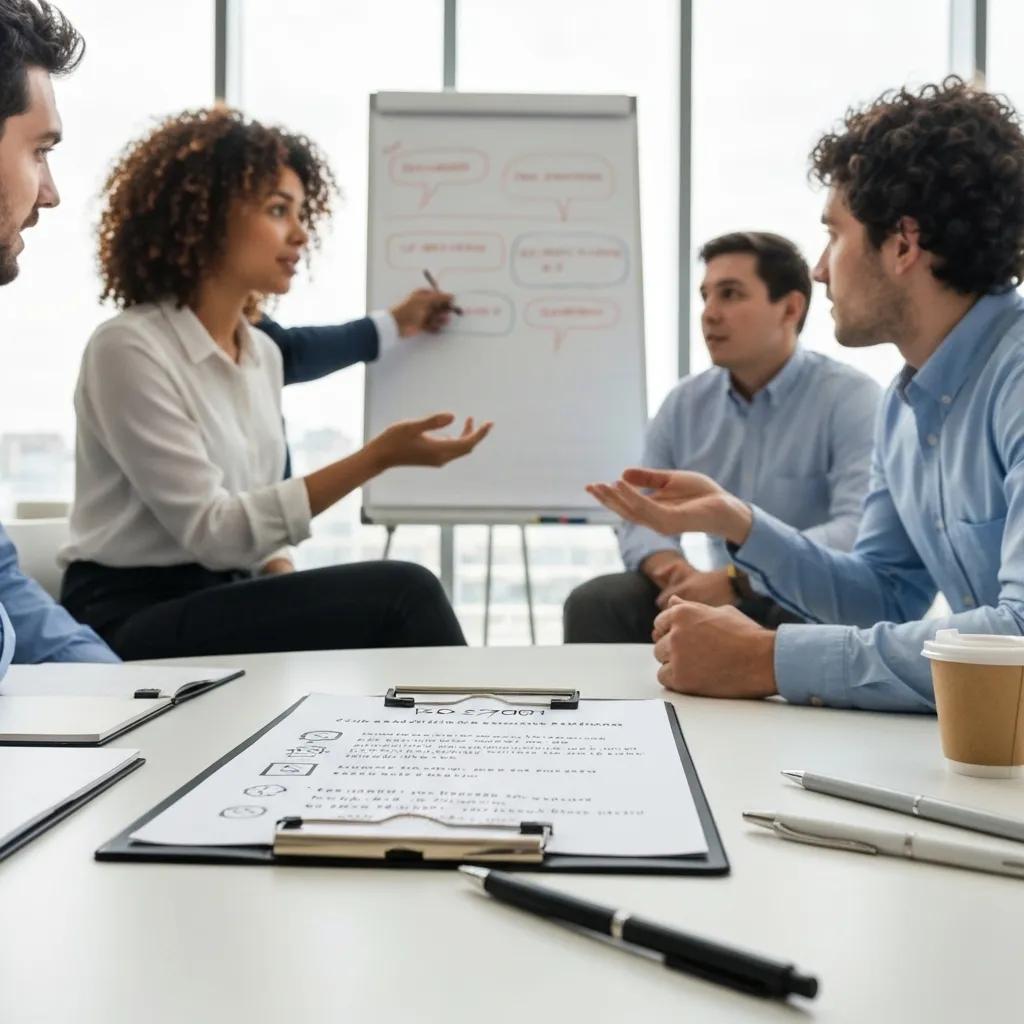 Checklist for ISO 27001 certification steps in a team meeting setting