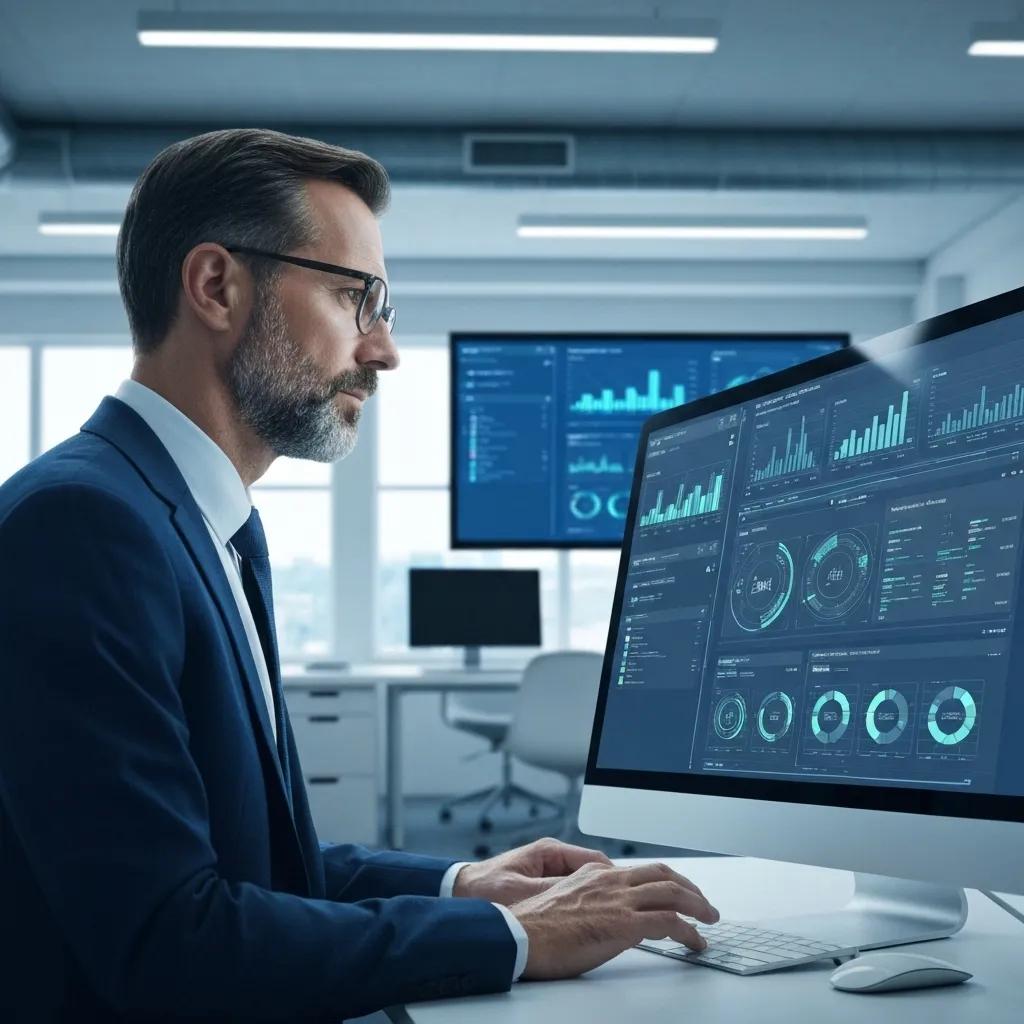 An auditor expertly utilising advanced AI technology to enhance ISO 27001 audit processes