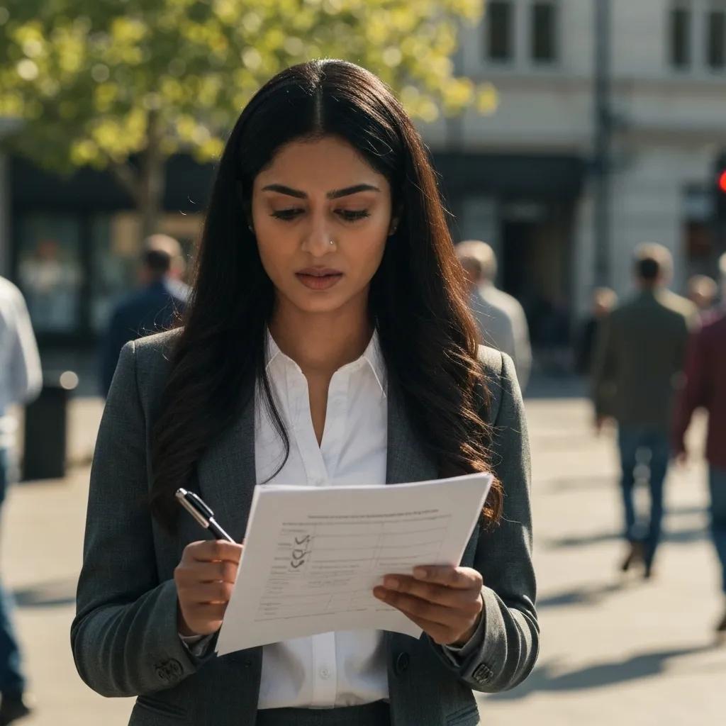 A professional reviewing a checklist for a corrective action plan in an office environment