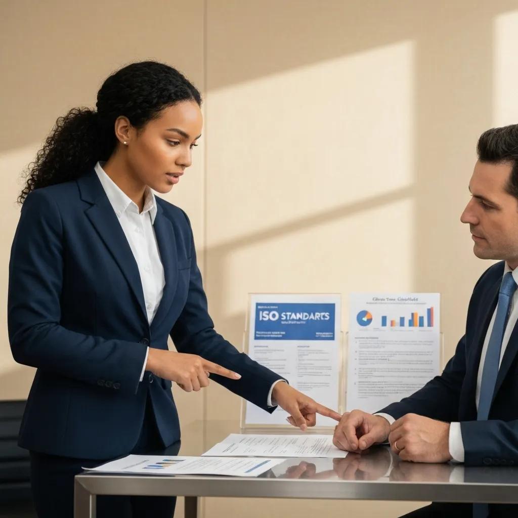 An auditor conducting an ISO 27001 recertification audit with a client representative