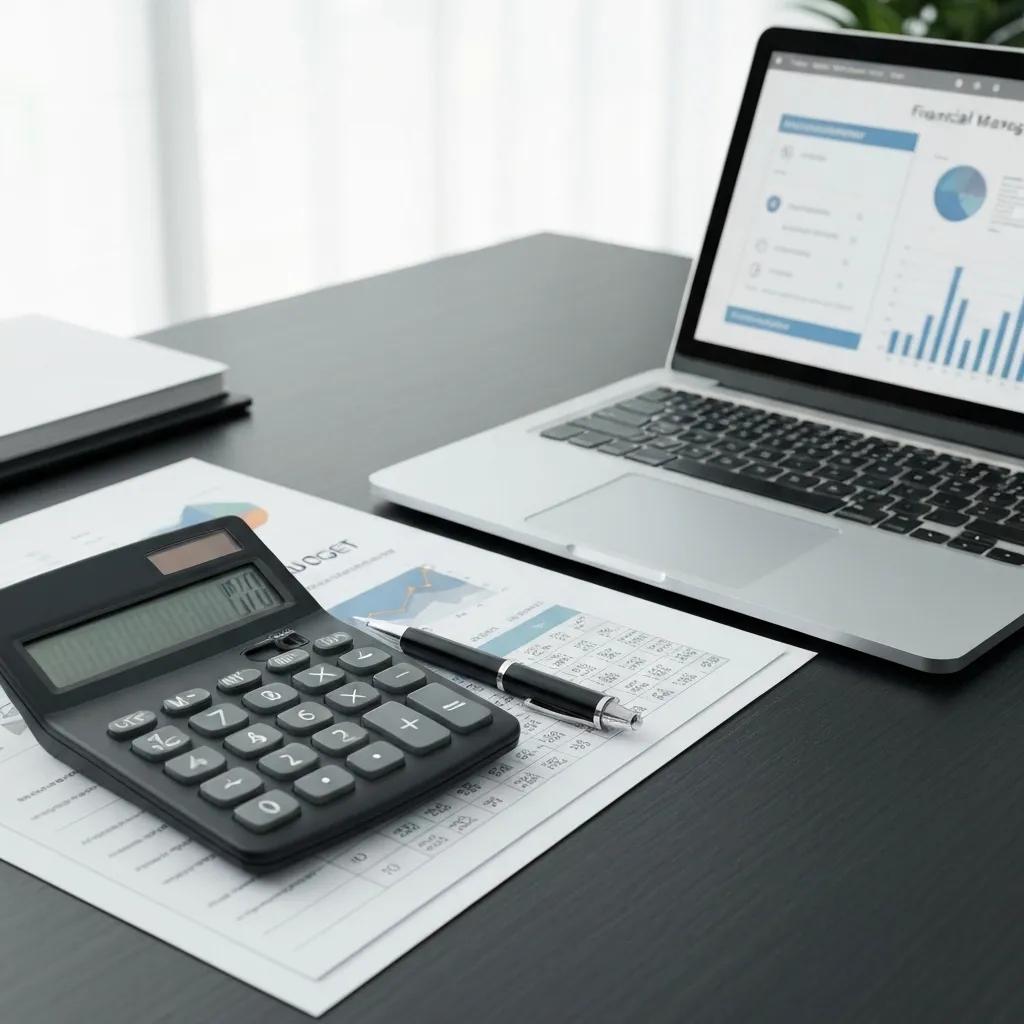 A calculator and financial documents illustrating ISO 27001 recertification costs