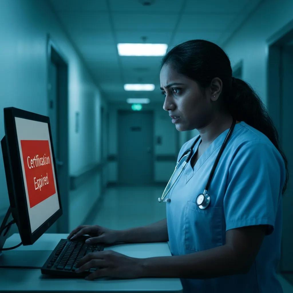 Professional viewing an expired ISO certificate notice on a computer