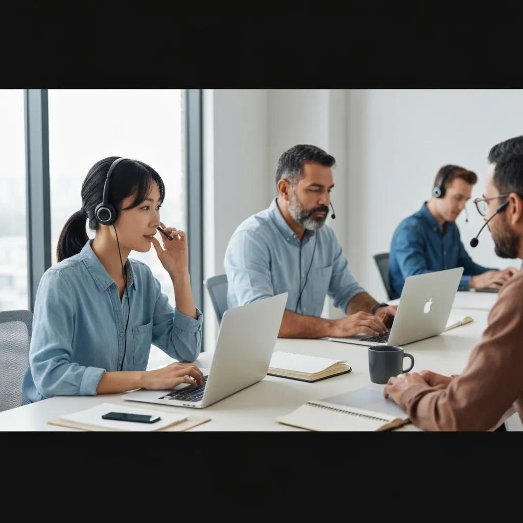 Diverse remote workers collaborating securely in a modern workspace
