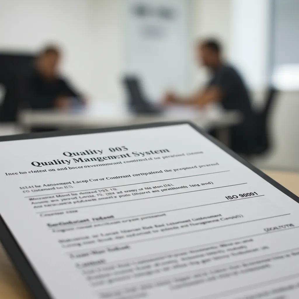 Diagram of an ISO 9001 quality management system relevant to UK government contracts