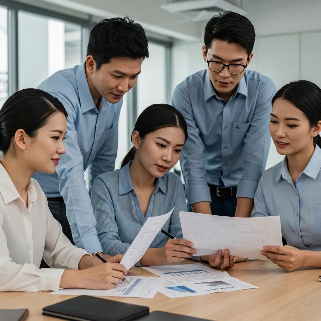 Team of auditors collaborating on ISO audit processes in a modern office