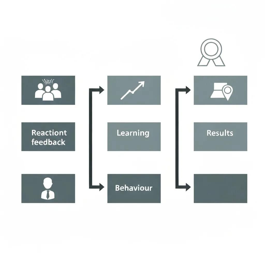 Diagram showing Kirkpatrick's four assessment levels: Reaction, Learning, Behaviour and Results