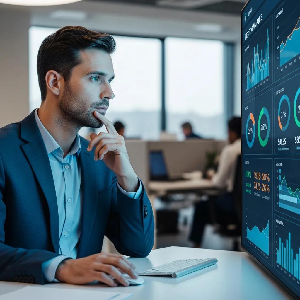 Professional reviewing performance metrics for process improvement