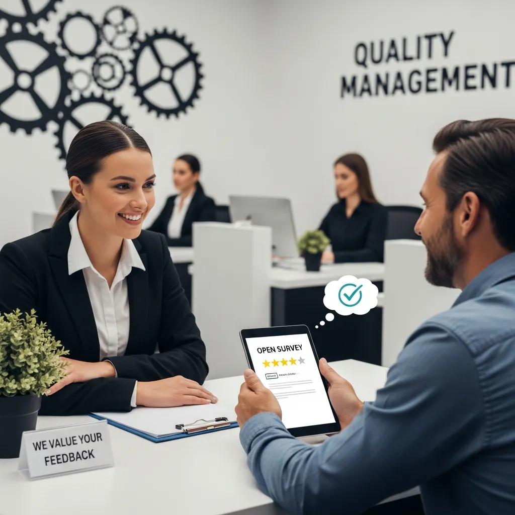 Customer service advisor gathering feedback to drive quality improvements