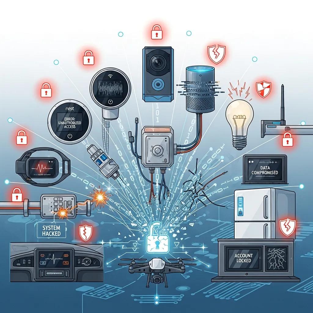 A range of IoT devices highlighting common security weaknesses and diversity
