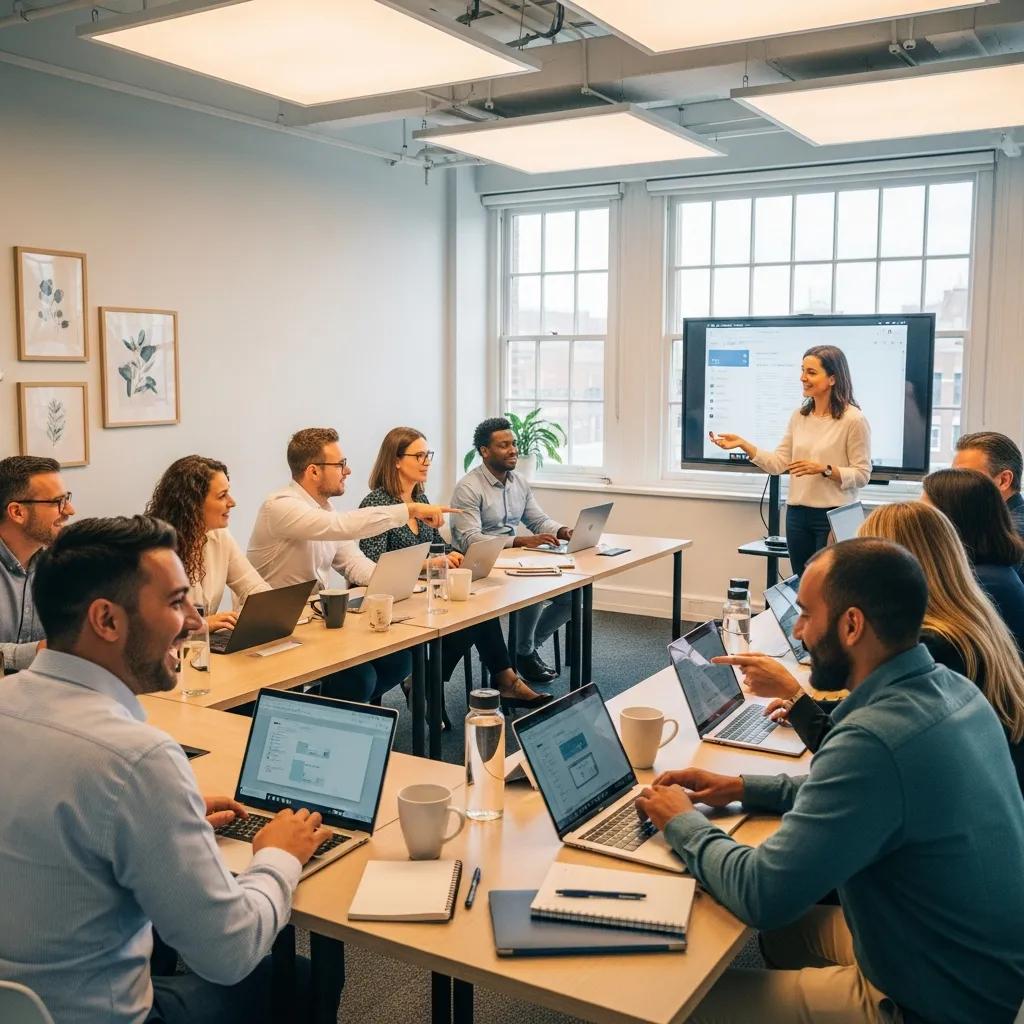 Employees taking part in digital literacy training to boost skills and engagement