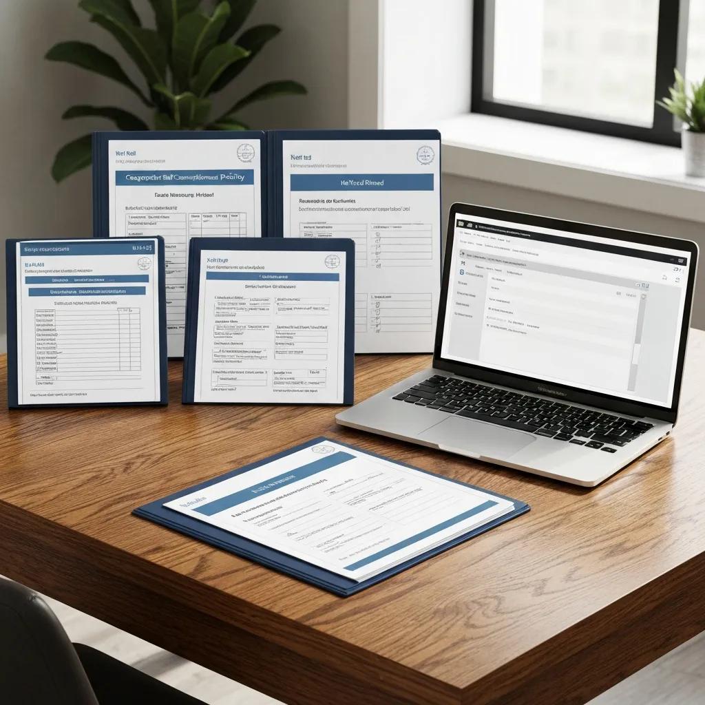 Editable ISO 9001 documentation kit on a laptop screen