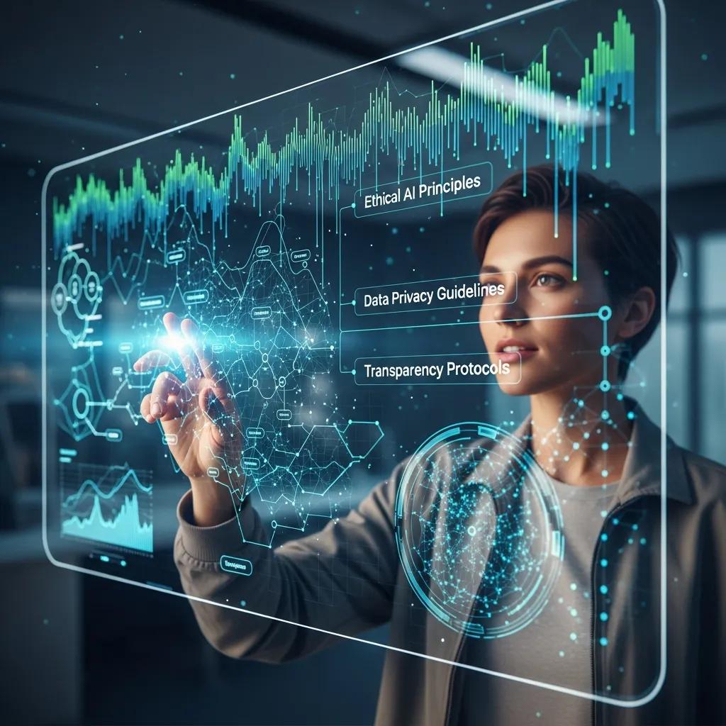 A user interacting with an AI interface, illustrating transparency and ethical AI practices