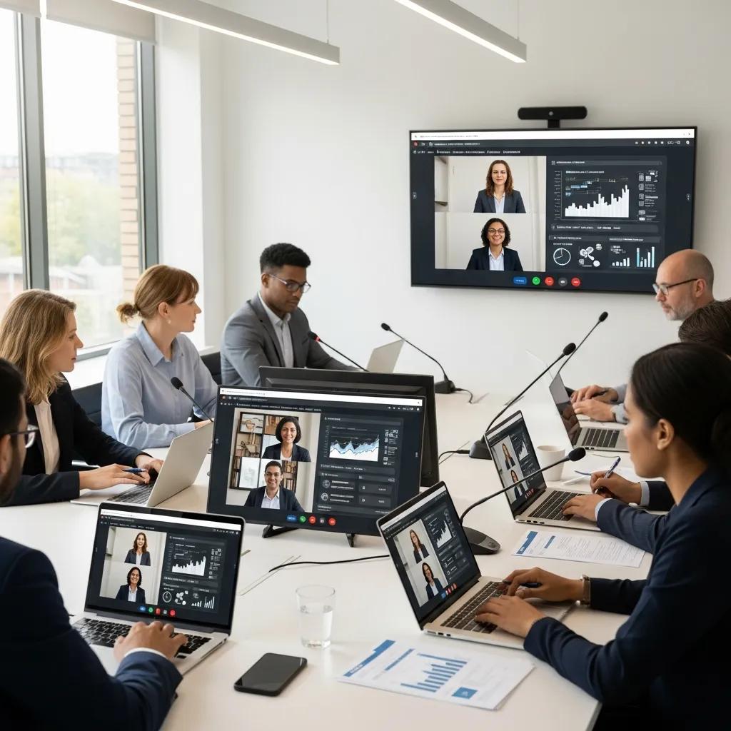 Remote ISO auditing session with diverse auditors collaborating via video conference