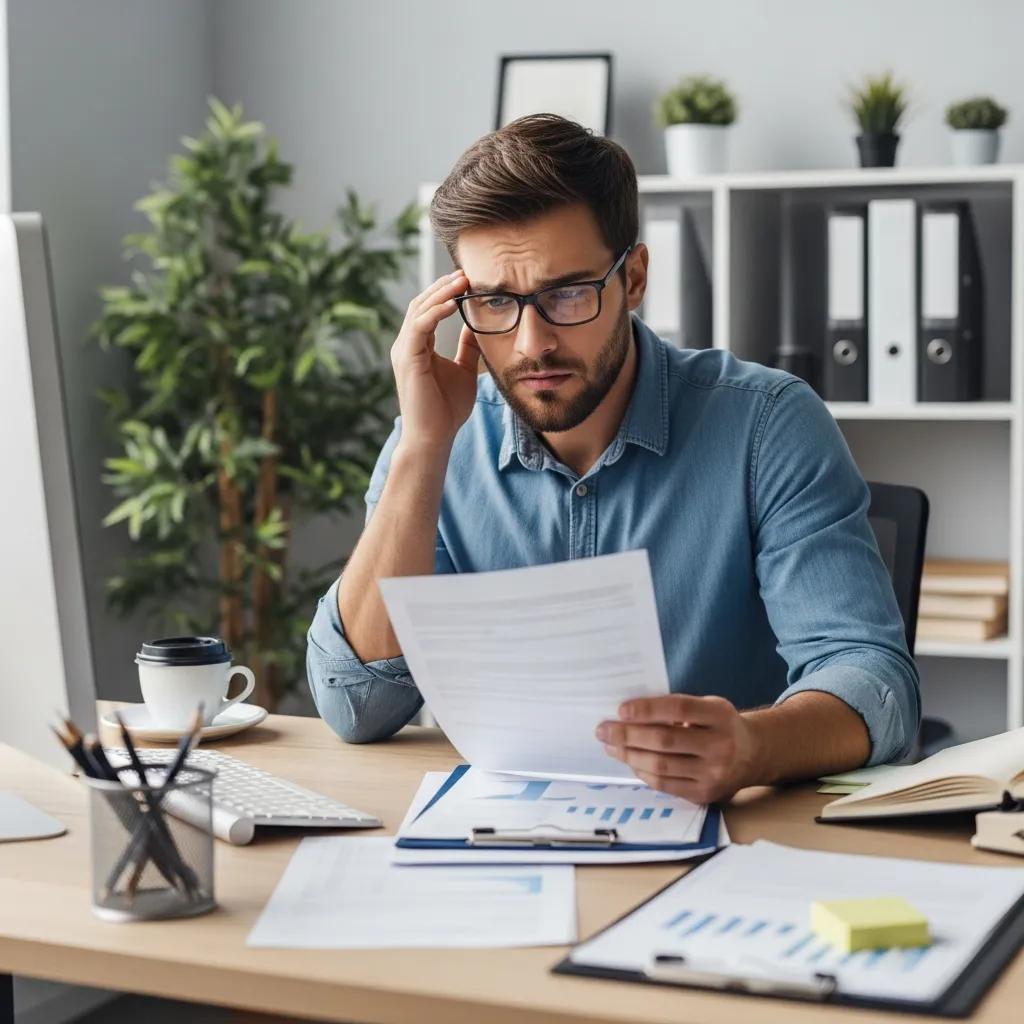 Small business owner reviewing GDPR compliance documents, reflecting challenges and governance gaps.