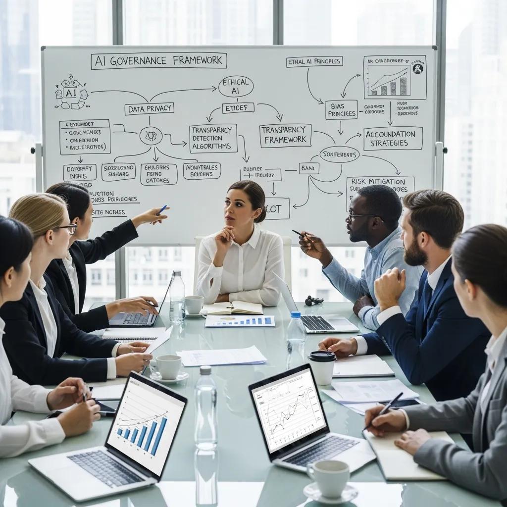 Team reviewing AI risk and ethics at a meeting table