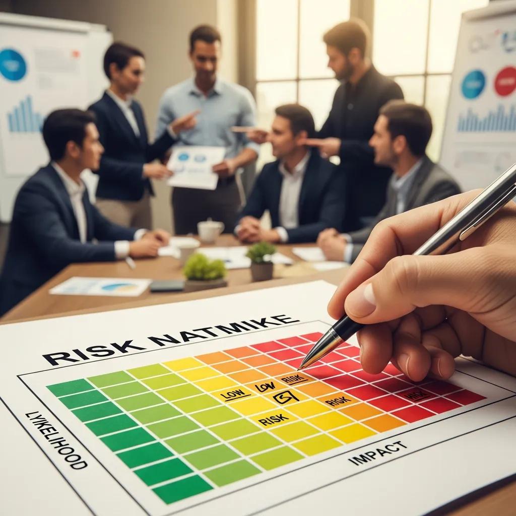 Team member completing a risk matrix during a collaborative workshop