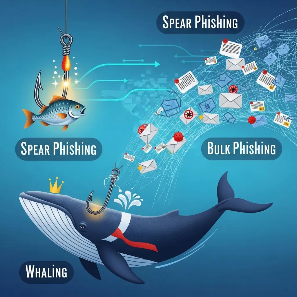 Diagram showing common phishing attack types aimed at businesses