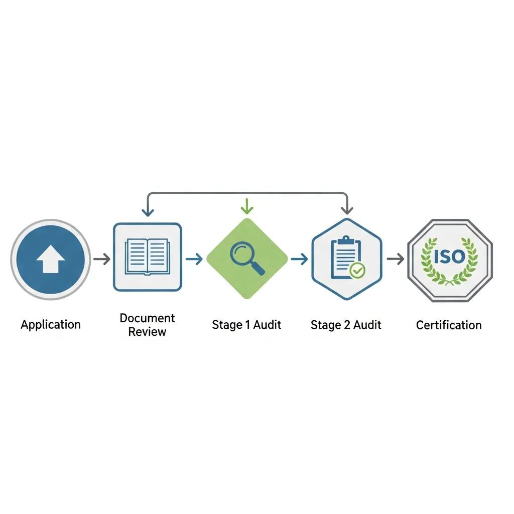 Diagram showing stages of the ISO accreditation process